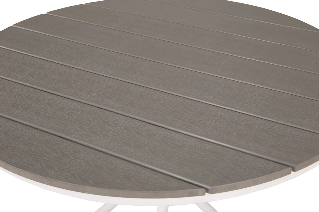 Table basse Parma finition gris-blanc Ø90cm plateau robuste et élégant