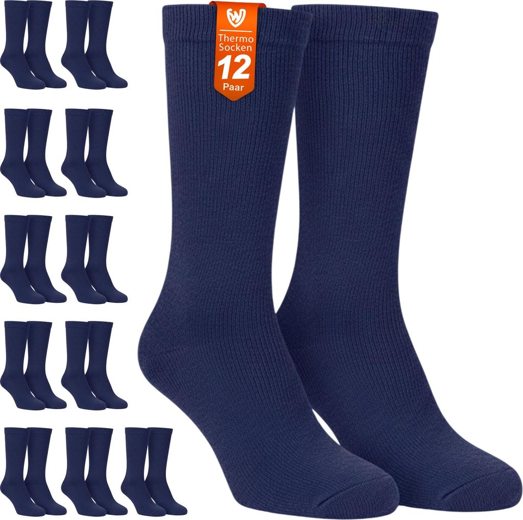 ISOSocken 2,3 TOG Thermosocken 6er Paar – extra warme, flauschige Wintersocken Herren Damen, Farbe:Blau, Größe:43-46