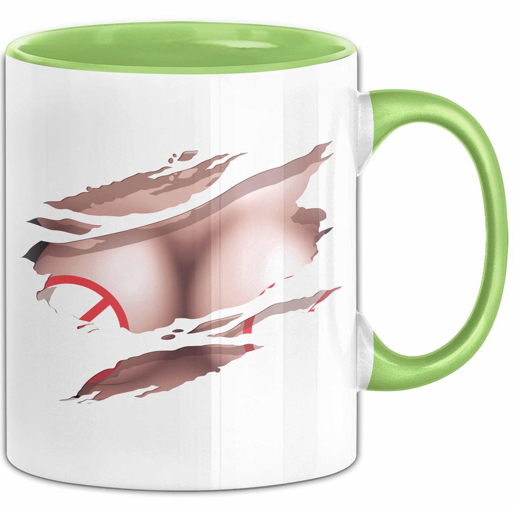 FSK18+ Tasse Geschenk Brüste Grafik Lustiger Spruch Humor Geschenkidee (Grün)