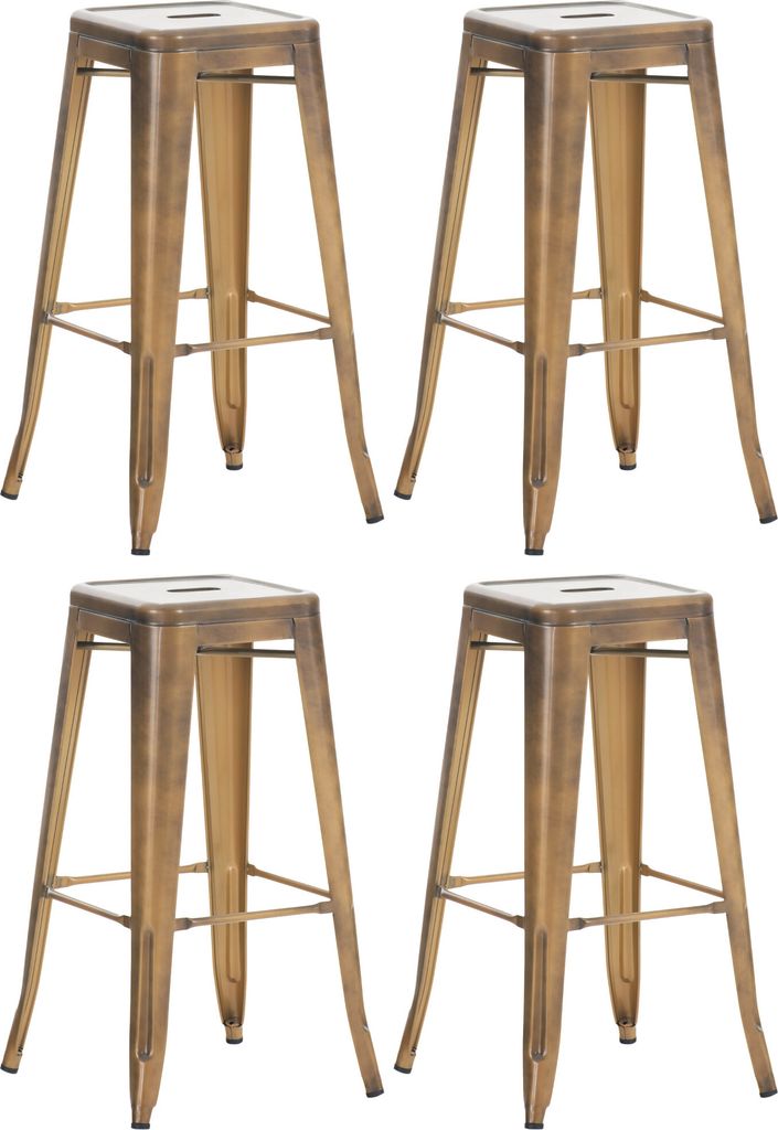 CLP 4er Set Barhocker Joshua aus Metall mit Fußstütze gold