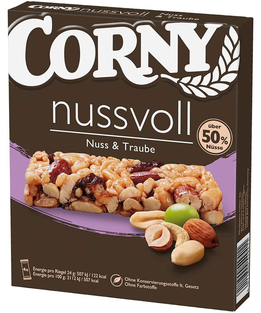 Corny Nussvoll Noix & Raisin Barre de céréales, 4x24g Image du produit 