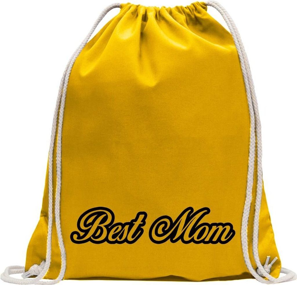 Kiwistar - Turnbeutel - gelb - Best Mom Mutter Familie - Fun Rucksack Sport Beutel Gymsack Baumwolle mit Ziehgurt