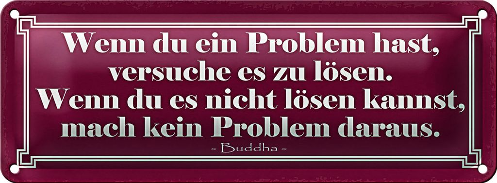 Blechschild Spruch 27x10cm wenn du Problem hast versuche Dekoration