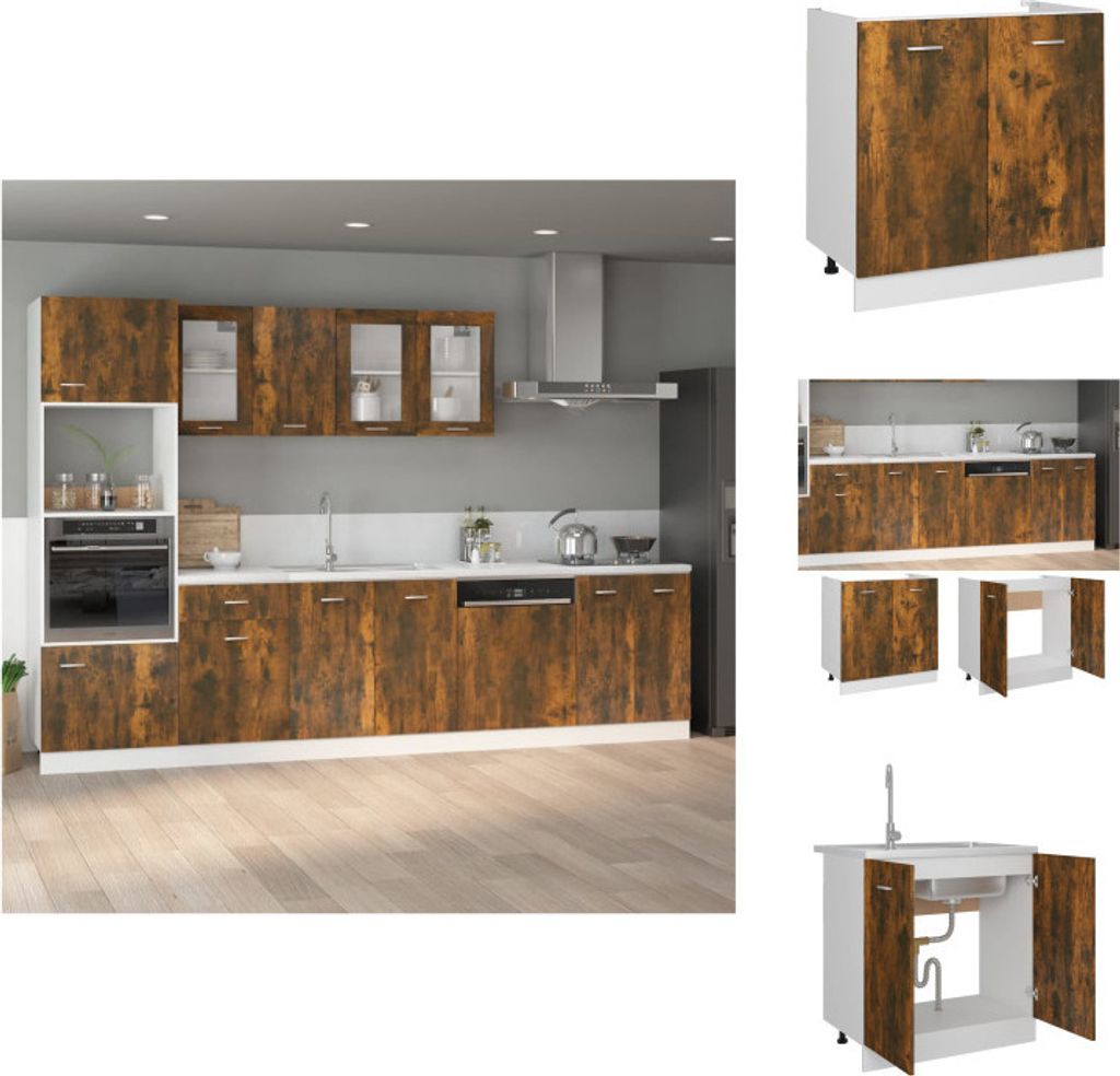 vidaXL Spülenunterschrank Räuchereiche 80x46x81,5 cm Holzwerkstoff - Küchenschränke