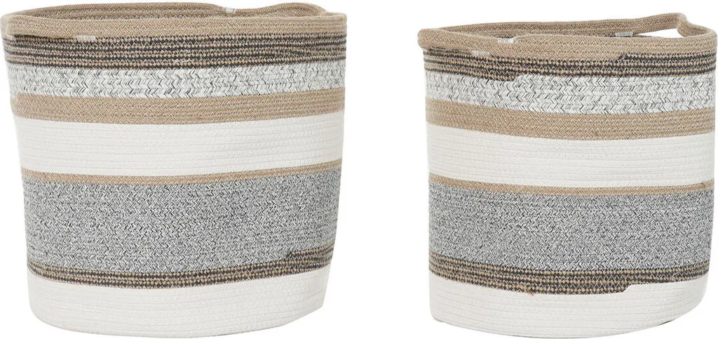 Paniers DKD Home Decor en coton jute tressé 40 cm format cubique robuste