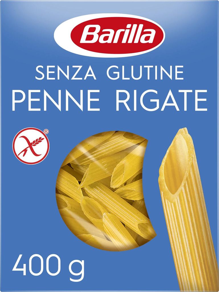 Barilla Pasta Glutenfreie Penne Rigate aus köstlichem Mais und Reis – perfekt für Menschen mit Zöliakie oder Glutenunverträglichkeit, 400 g