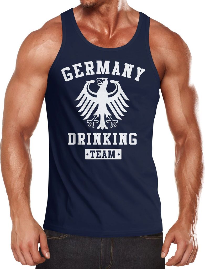 Deutschland Herren Tanktop Germany Drinking Bier Team Adler Moonworks navy XL