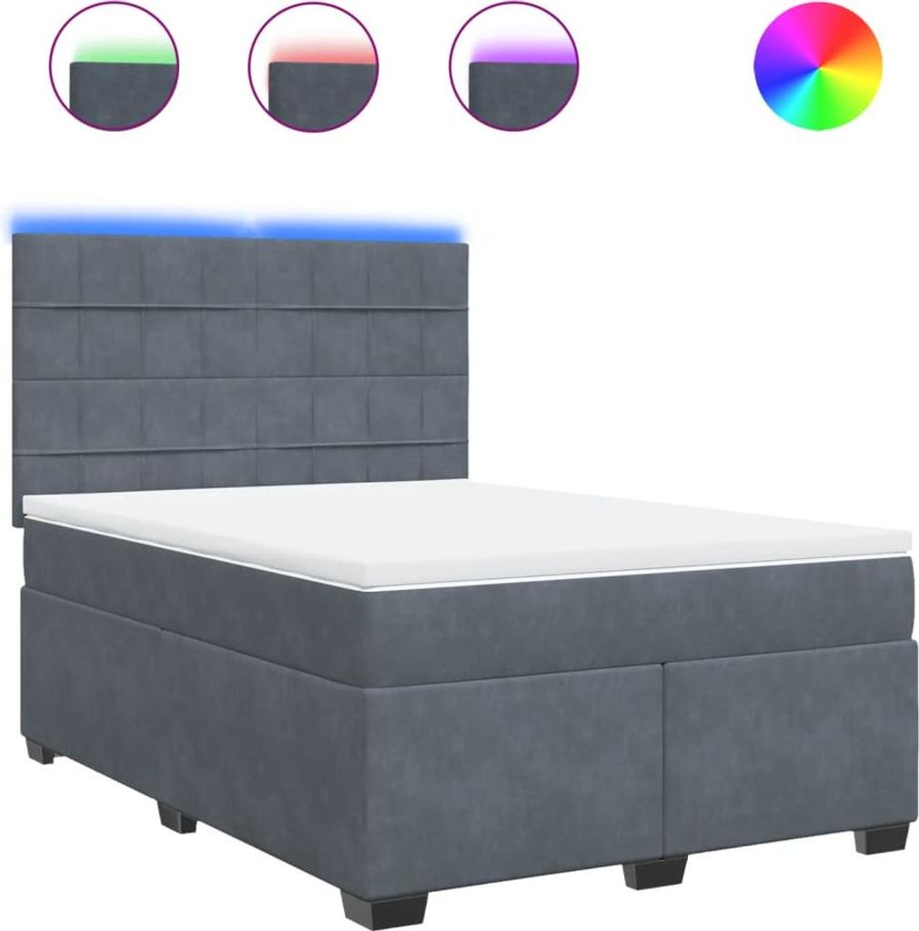 vidaXL Boxspringbett mit Matratze Dunkelgrau 160x200 cm Samt