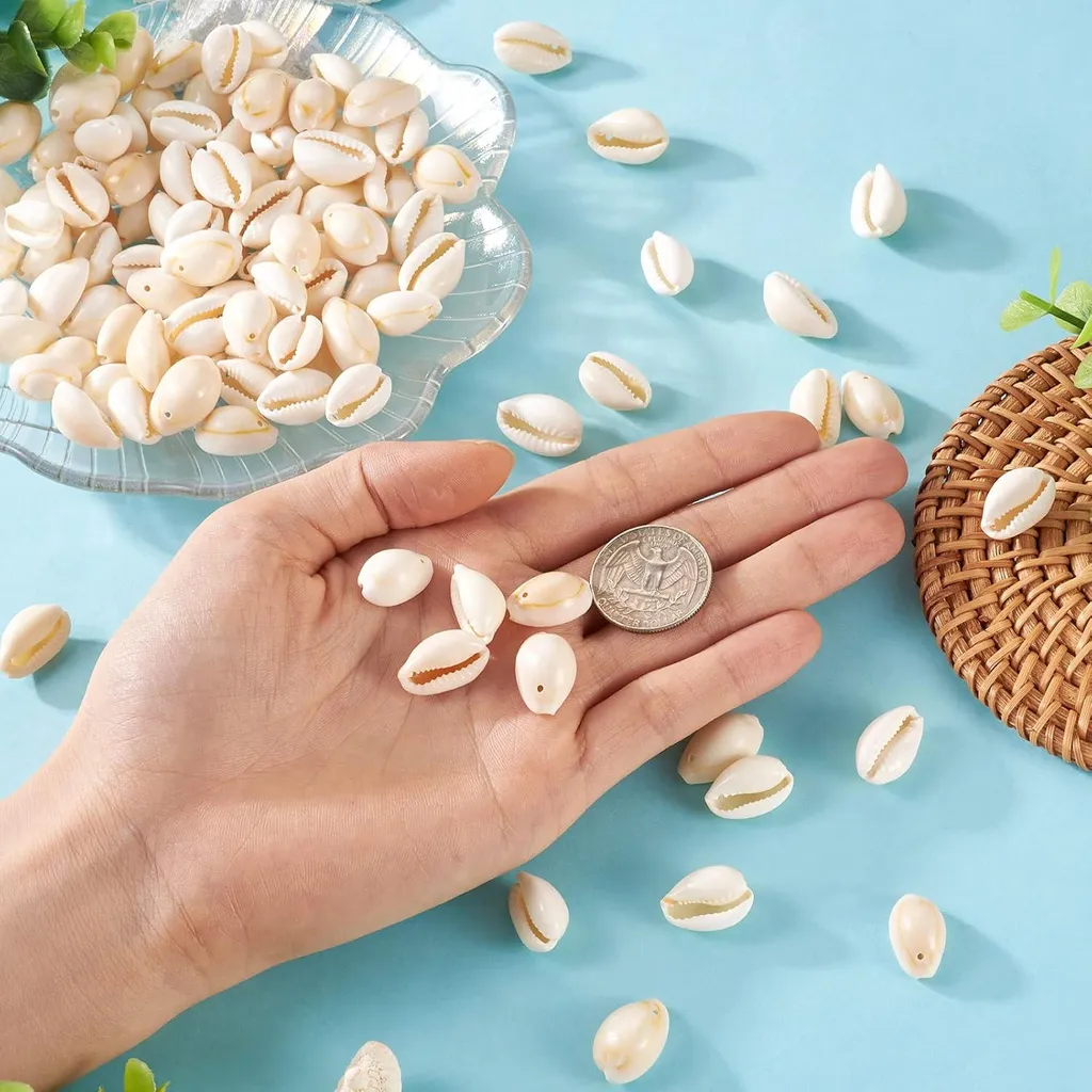 120 Perles de Coquillages Naturels Cowrie 9-16mm avec Trous pour Bijoux