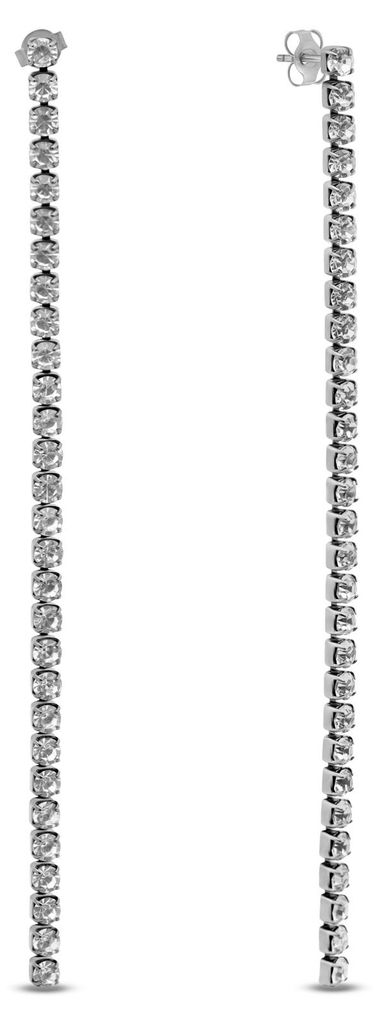 CO88 Collection - 8CE-70588 - oorbelhanger string wit kristal - 10 cm - zilverkleurig