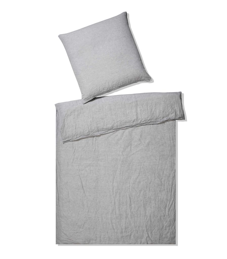 elegante Halbleinen-Bettwäsche-Garnitur Breeze Farbe hellgrau Größe 240x220+2x40x80cm