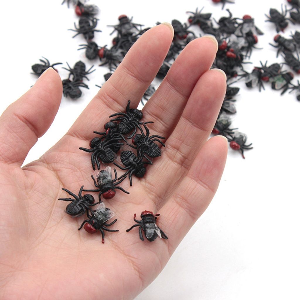 100 Stücke Gefälschte Fliegen Realistische Heikle Requisiten Kunststoff Halloween Party Simulierte Insekten Fliegen Streich Spielzeug