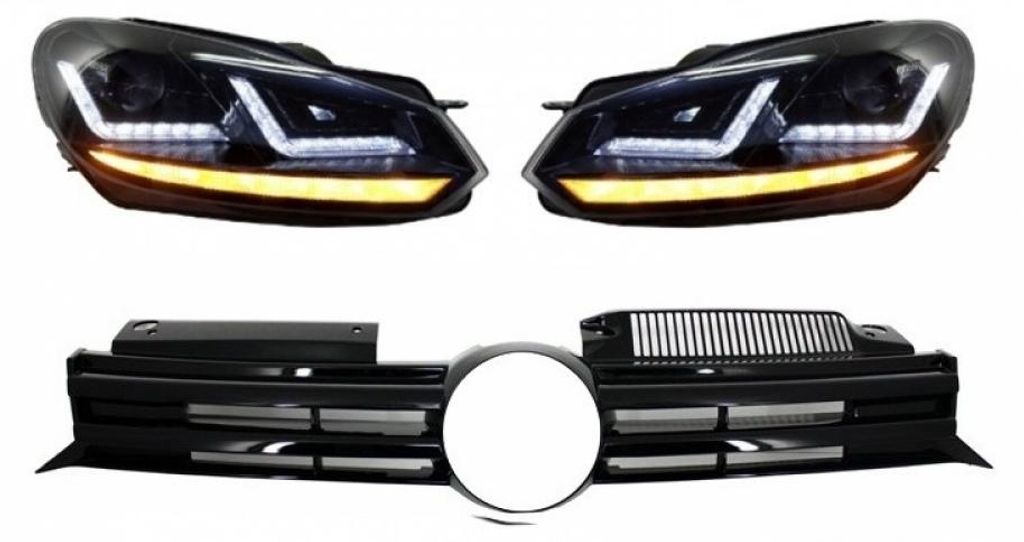 Kühlergrill für VW Golf VI 08-12 Scheinwerfer LED Dynamic Sequential R20 Look.