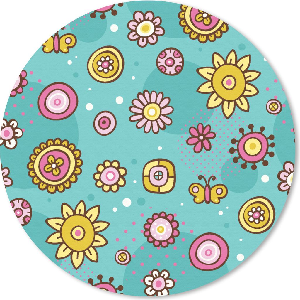 MuchoWow Mauspad Mousepad Blumen - Schmetterlinge - Muster 30x30 cm - Mousepads - Maus Mat - Pad - Mausunterlage - Tischunterlage - Schreibtischm...