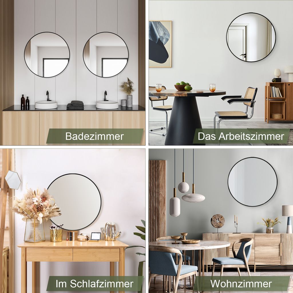 SONNI nástenné zrkadlo make-up zrkadlo okrúhle 60 cm s Obrázok produktu 7