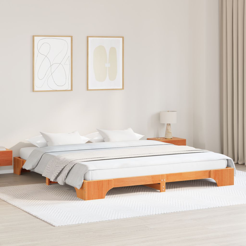 Bettrahmen Wachsbrown Massivholz Kiefer 180 x 200 cm Bettrahmen, Klassische Betten DesignMöbel Neu