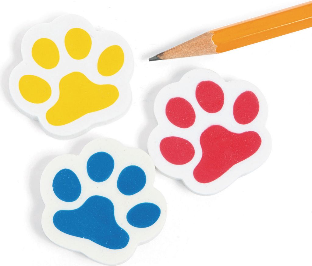 Bunte Pfoten Radiergummis 12 Stück Mitgebsel Kindergeburtstag Partytüten