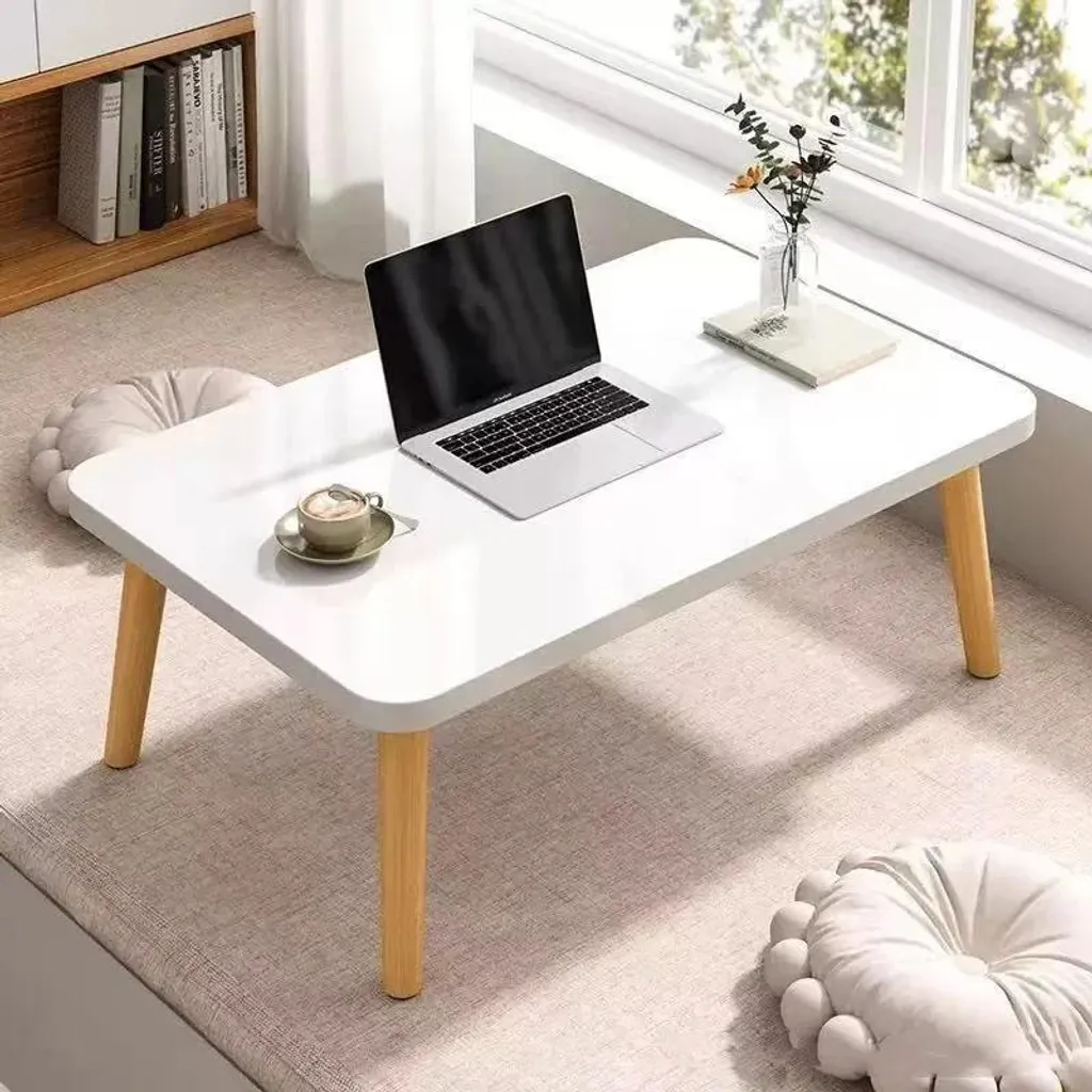Table basse compacte pour petit salon 60x40 cm bois blanc moderne