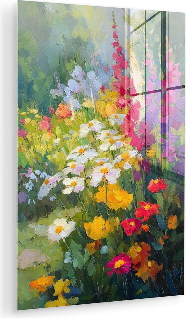 MuchoWow Glasbilder - Bilder auf Wandbild - Foto auf Glas Sommergarten - Atmosphärisch - Blumen 20x30 cm Wanddekoration aus Glas - Acrylglasbild -...