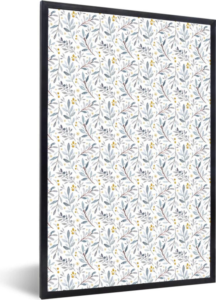 MuchoWow MuchoWow Gerahmtes Poster Blumen - Pflanzen - Farben 60x90 cm - Poster mit zchwarzem Bilderrahmen - Kunst