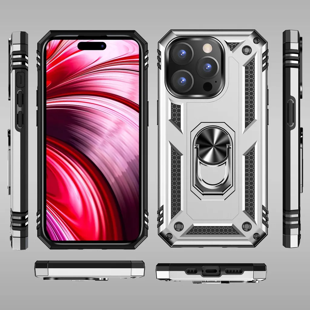 DASFOND Custodia Militare Con Anello E Supporto Magnetico Per IPhone 14 Pro – Cover Rigida Antiurto In TPU, Compatibile Con Supporto Auto, Colore Oro Rosa - 4