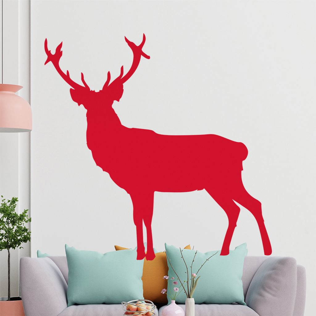 KIWISTAR Hirsch Silhouette - Geweih Rothirsch Reh Elch Wandtattoo in 6 Größen - Wandaufkleber Wall Sticker - Dekoration, Küche, Wohnzimmer, Schl...