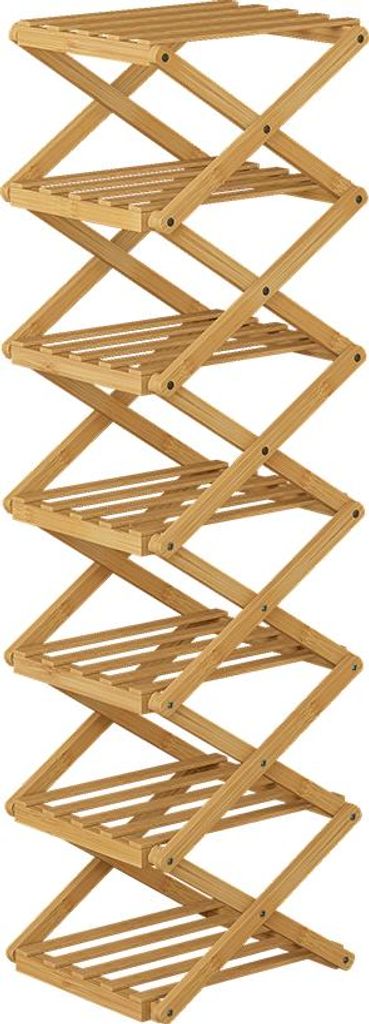 Schuhregal Vicco Ziggy Bambus 26 x 100.5 cm mit 7 Fächern, Produktbild 