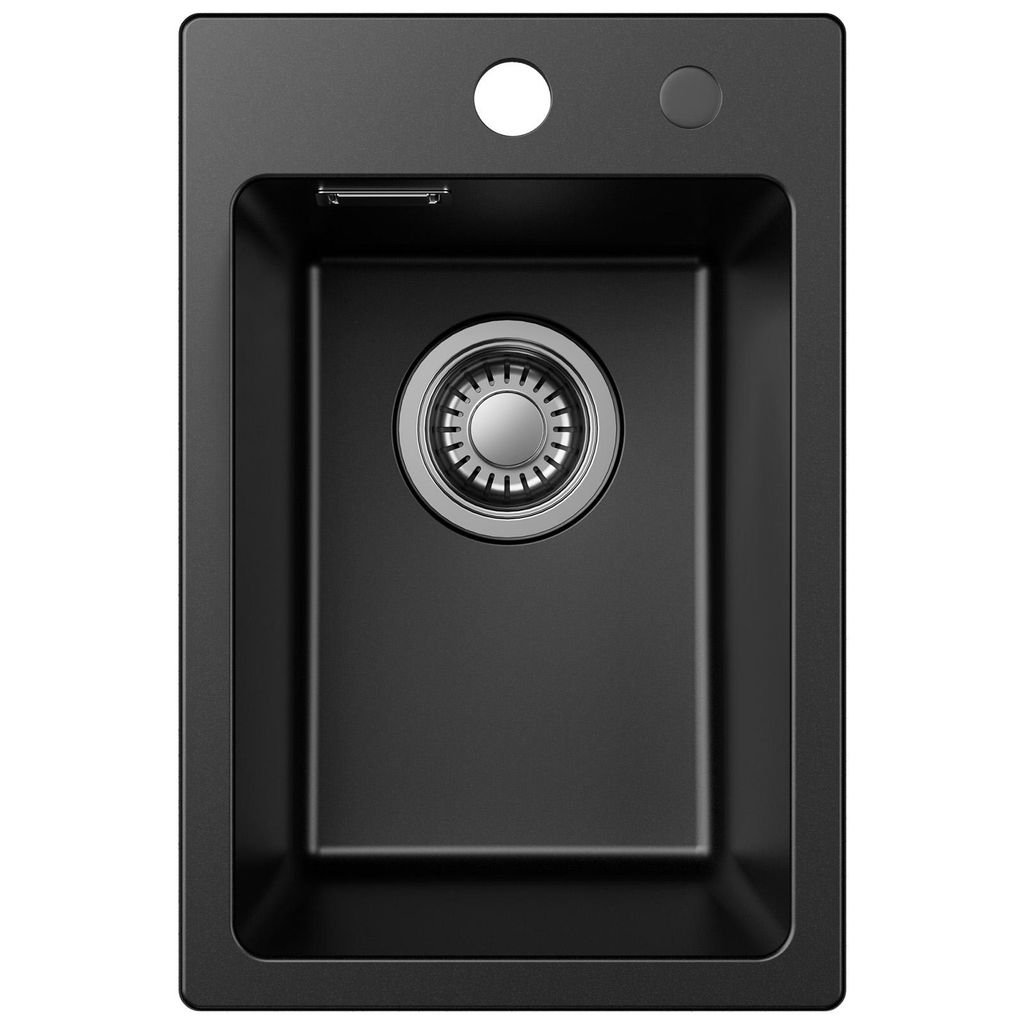 CECIPA max Granitspüle 30×45cm, Rechteckiges Spülbecken Küche Klein, Einzelbecken mit Ablaufset, Moderne Einbauspüle Granit, Spülbecken Mini
