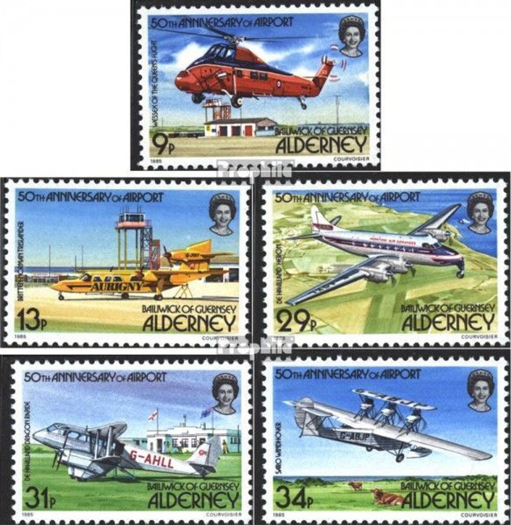 Briefmarken GB - Alderney 1985 Mi 18-22 (kompl.Ausg.) postfrisch Flughafen