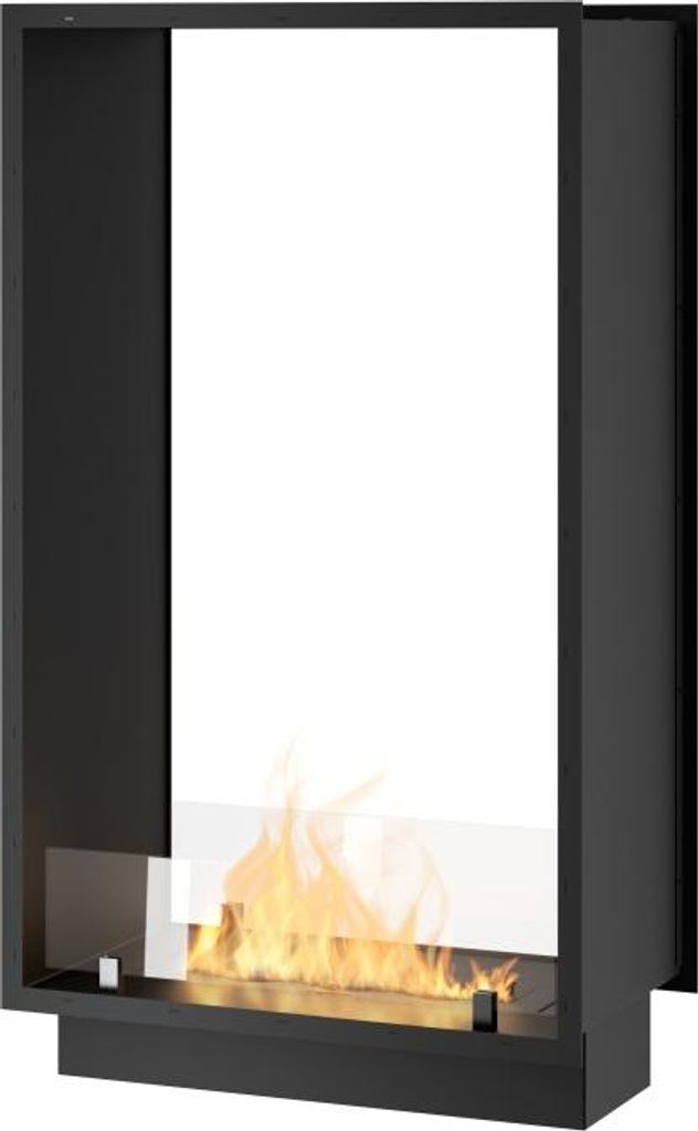 Bioethanol-Kamin 2Side 1000 Slim Vert Einbau mit zwei Fronten - Mattschwarz, mit Glas, 1L Brenner, Modernes Design