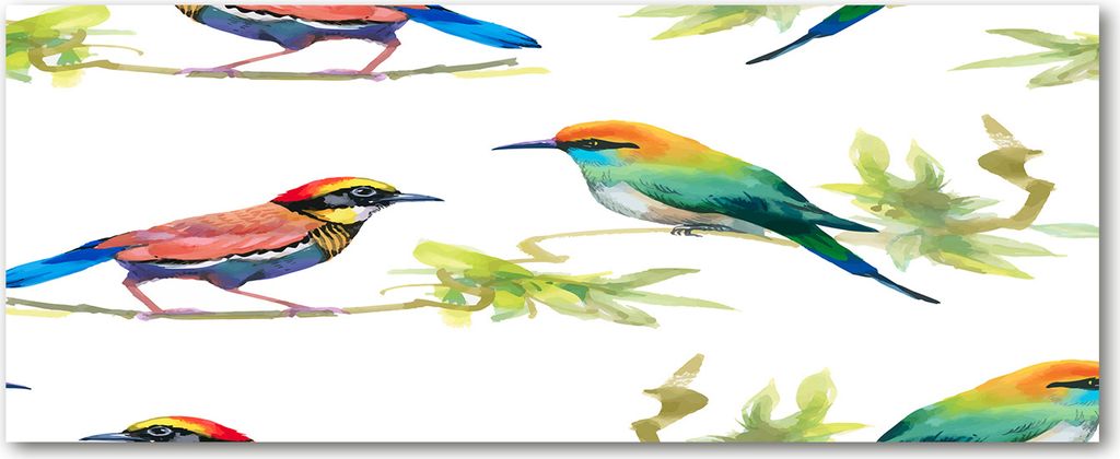 Tulup Küchenrückwand Spritzschutz aus Glas -125x50 -Spritzschutz auf gehärtetes Glas Deko Tiere Exotische Vögel