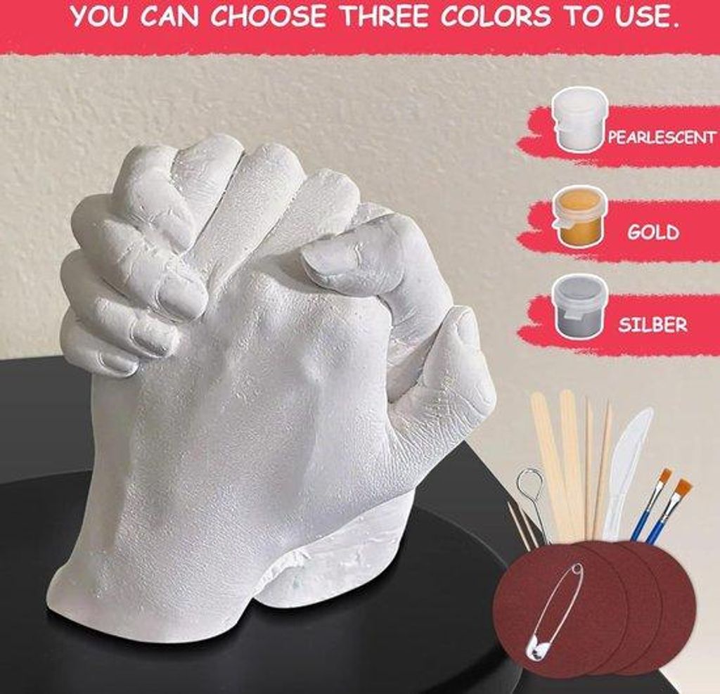 Handabdruck-Kit,3D-Hand-Gips-Kit,alles-in-einem Handabdruck-Kit mit Alginate und Gips,selbstgemachter Gipsabdruck für Paare,Handabdruck-Set für P...
