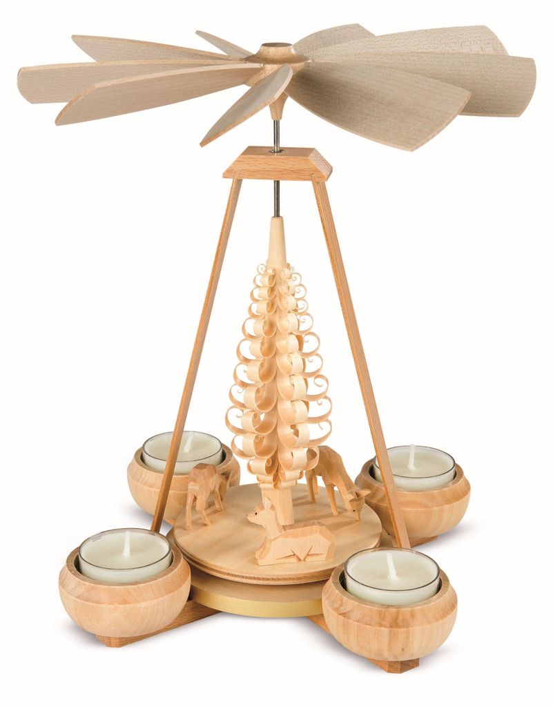1-stöckige Pyramide Rehe geschnitzt (24cm) von Müller Kleinkunst