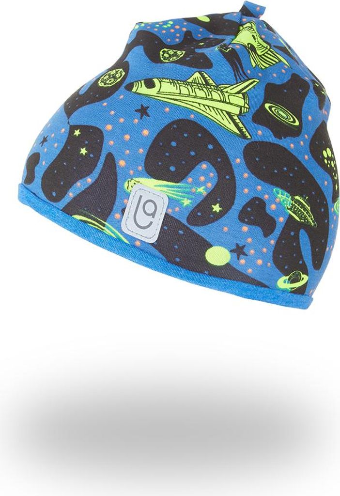 Beanie Mütze für Kinder gefüttert Outlast - Raumschiffe/Blau meliert