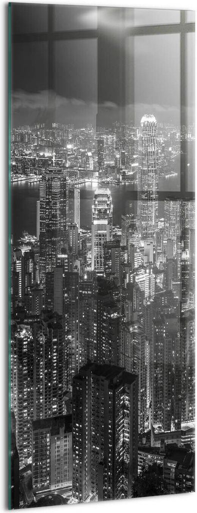 Designer Glasbild - Wandbild - Glas Bild - 50x125 cm - Blick Auf Die Stadt Bei Nacht