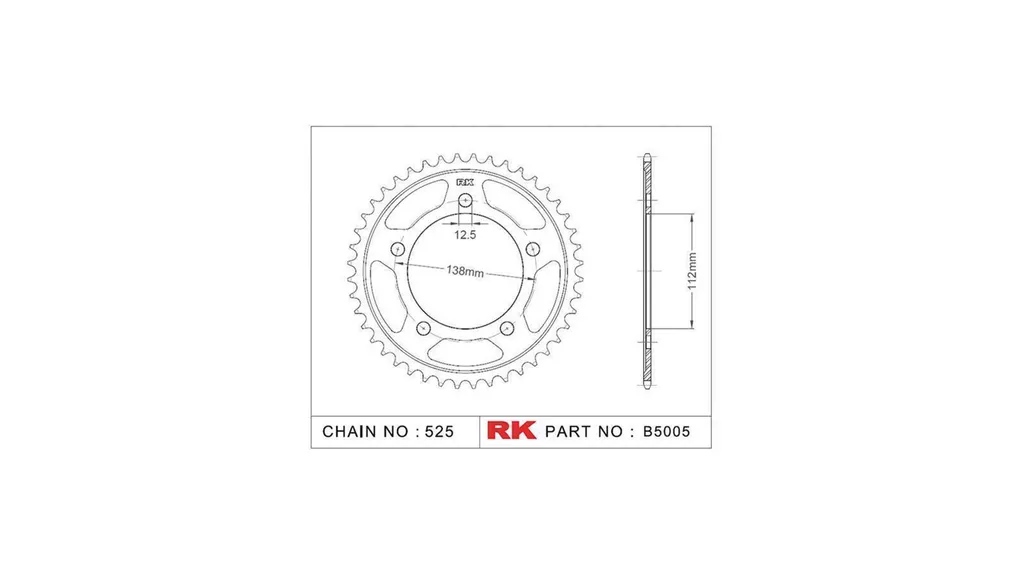 Pignon arrière RK 525 pour rénovation kit chaîne moto argent 47 dents - 2