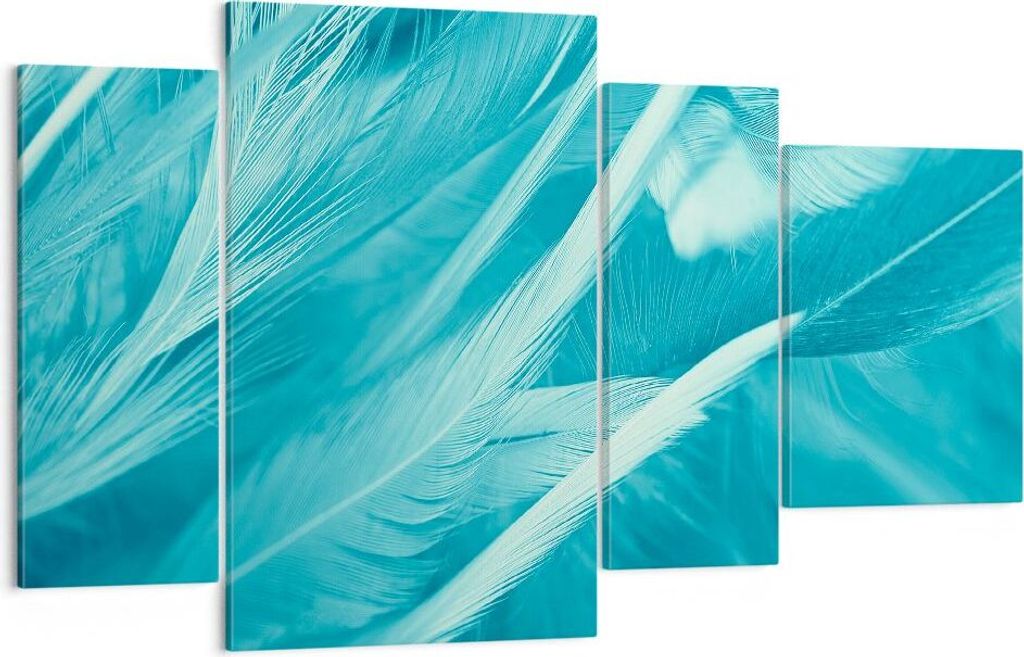 Bild auf Leinwand - Leinwandbild - Feder Vogel Stil modern - 120x70cm - Wand Bild - Wanddeko - Leinwanddruck - Bilder - Kunstdruck - Wanddekoration...