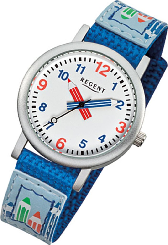Regent Armbanduhr blau F-731 Kinder Analog-Quarzuhr URF731