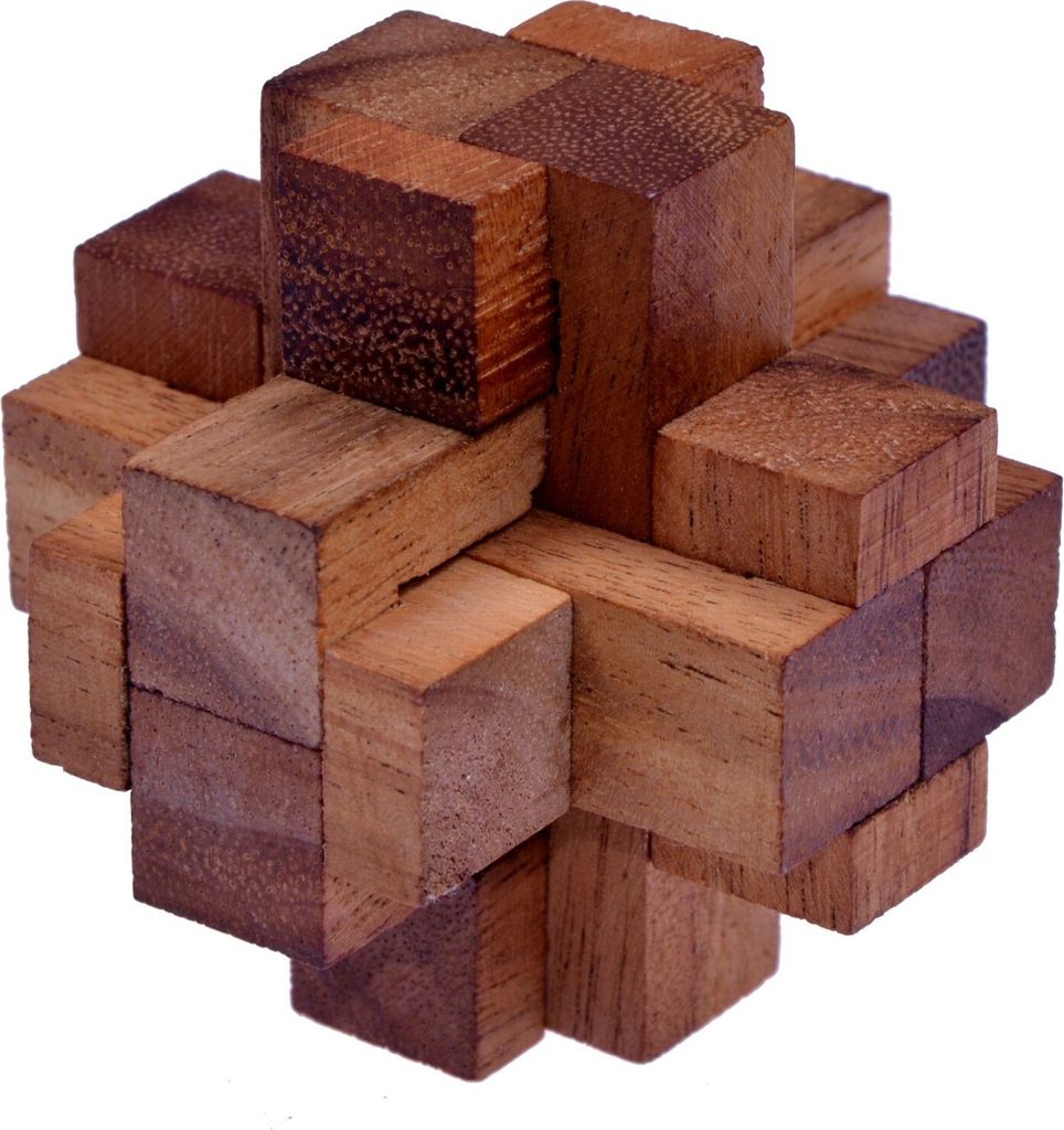 Teufelsknoten G173 – 3D Puzzle aus Holz mit 12 Bausteinen | Knobelspiel
