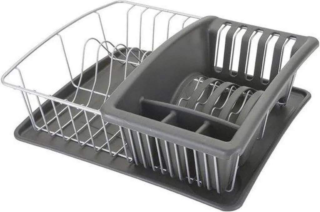 Égouttoir à vaisselle compact 35x30 cm en métal traité Aquatex Plus gris