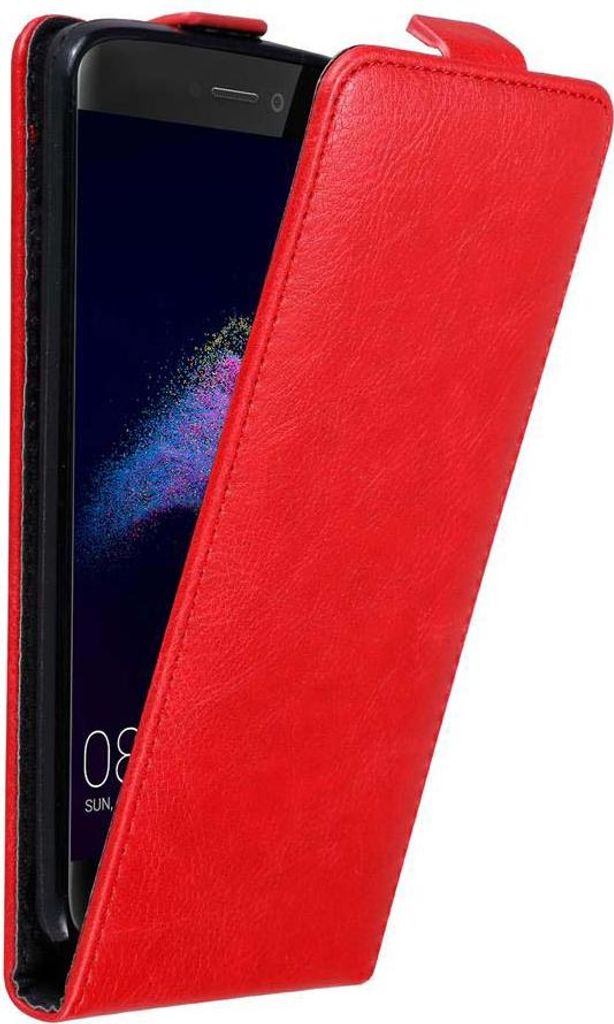 Cadorabo Hülle für Huawei P8 LITE 2017 / P9 LITE 2017 Schutz Hülle in Rot Flip Etui Handyhülle Case Cover