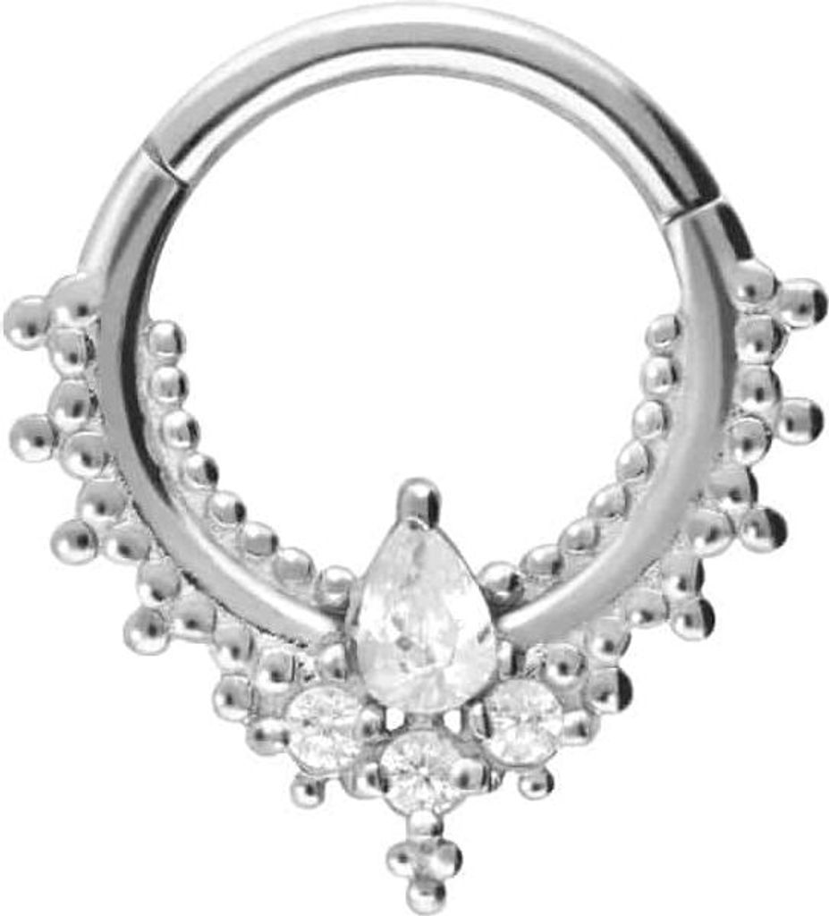 Ohrpiercing, Nasenpiercing, Septum Piercing Chirurgenstahl Segmentring Clicker ORIENTALISCHES DESIGN + 4 KRISTALLE