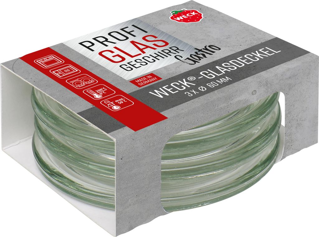3er Set Gastropack 60 mm Gourmetdeckel Weck, Deckel 76127