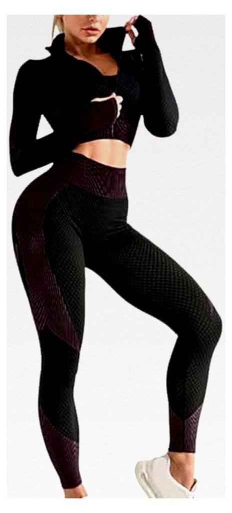 Trainingsset Damen Gym Anzug Nahtlose Laufbekleidung Fitness Kleidung Jogginganzug Reißverschluss Aktivkleidung Yoga Outfits Outdoor Sportbekleidung