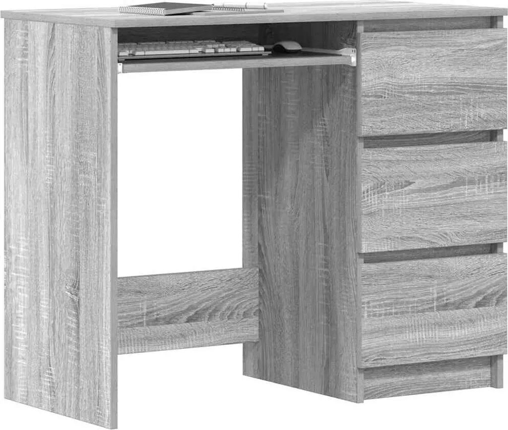 Scrivania grigia Sonoma 90x45x76 cm in materiale ligneo