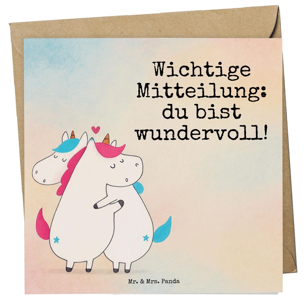 Mr. & Mrs. Panda Grußkarte Einhorn Mitteilung Design - Weiß - Geschenk, faltkarte, Unicorn, anlasskarte, Spruch, doppelkarte, Liebe, Klappkarte, ...