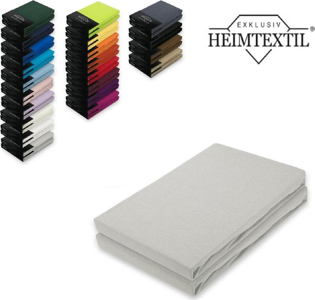 Jersey Spannbettlaken Premium Marke Doppelpack 180 - 200 x 200 cm Silber