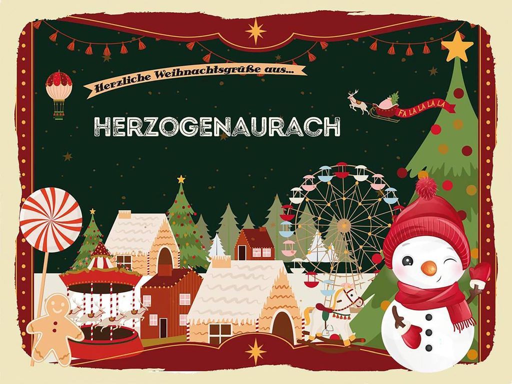 vianmo Holzschild 30x40 cm Weihnachtsgrüße aus HERZOGENAURACH Weihnachten