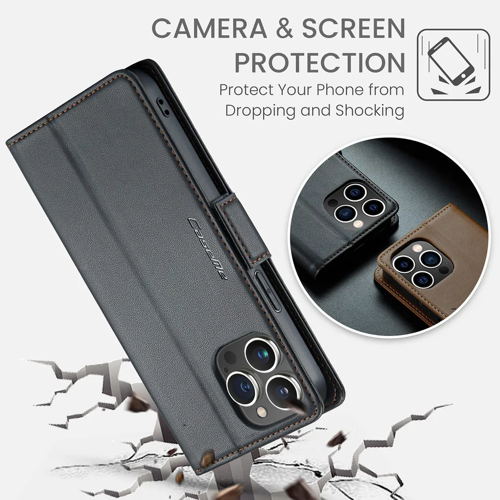 Custodia a Libro iPhone 14 Pro Pelle Nera: Il Tuo Kit da Viaggio - 7