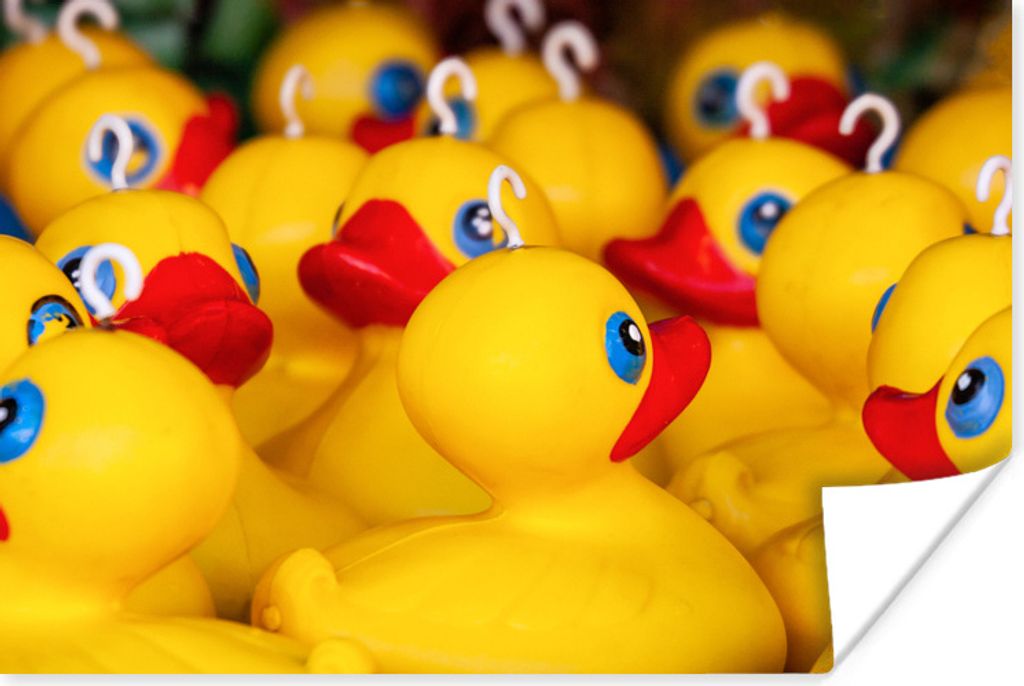 MuchoWow Poster Gummi-Enten - Gelb - Haken 60x40 cm - Schlafzimmerdekoration